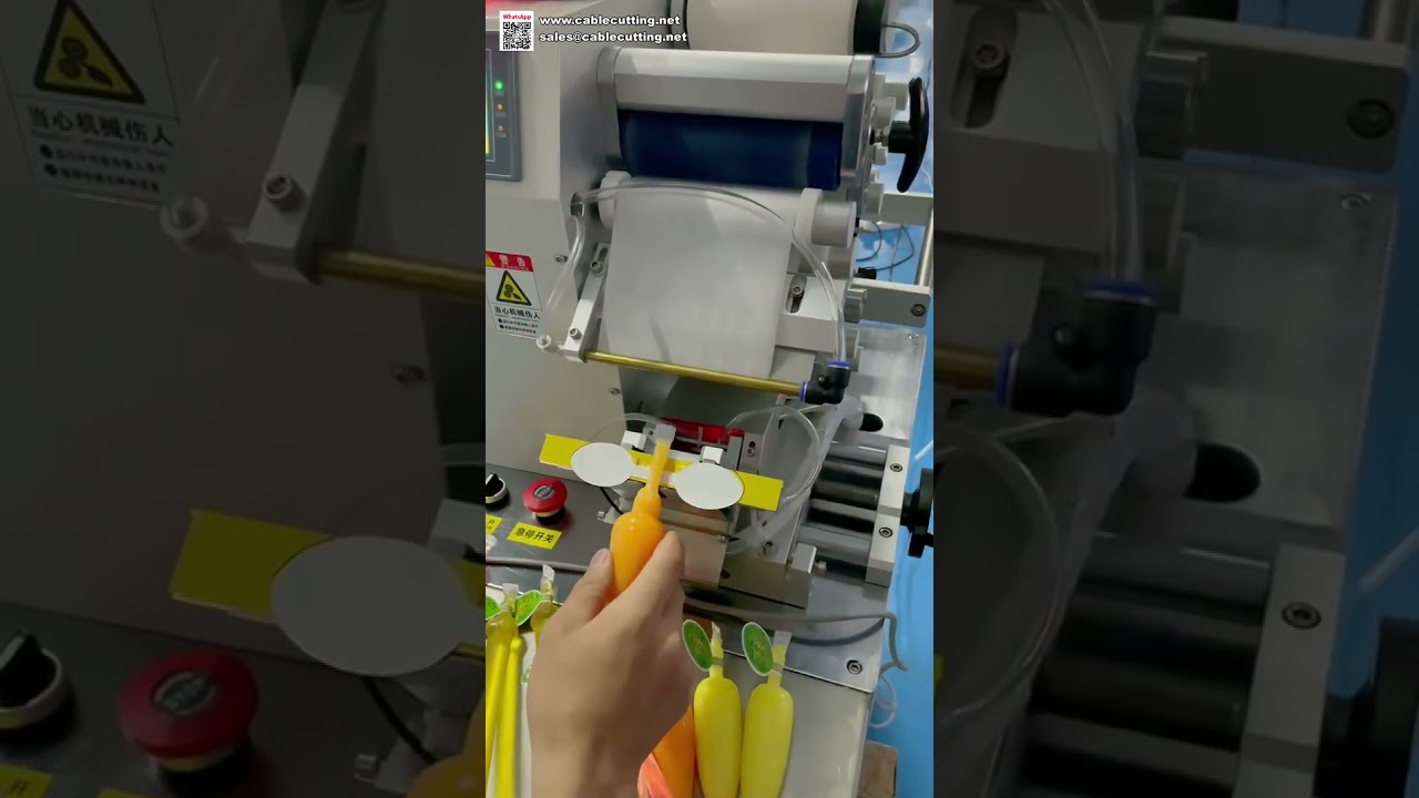 Macchina Etichettatrice Automatica per Vaschette Gelatina - Applicatore Etichette Superficie Piatta per Packaging Alimentare