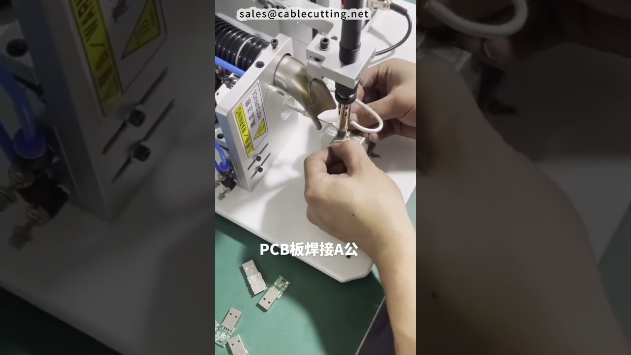 Macchina per saldatura e attrezzature per cablaggi: dimostrazione industriale